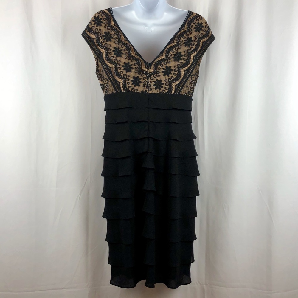 Adrianna Papell lace bodice tiered skirt LBD 6P - Picture 5 of 6
